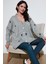 Çiçek Işlemeli Oversize Fit V Yaka Düğmeli Hırka Bayan Hırka 4616191 1