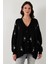 Çiçek Işlemeli Oversize Fit V Yaka Düğmeli Hırka Bayan Hırka 4616191 2