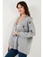 Çiçek Işlemeli Oversize Fit V Yaka Düğmeli Hırka Bayan Hırka 4616191 5