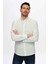 Slim Fit Yeşil Ince Çizgili Düğmeli Yaka %100 Pamuk Flamlı Yazlık Keten Görünümlü Gömlek 0HC02ORT07265 3
