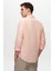 Slim Fit Pembe Düğmeli Yaka %100 Pamuk Yazlık Flamlı Keten Görünümlü Gömlek 6HC02ORT63265 4