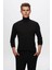 Regular Fit Siyah Pamuk Karışımlı Balıkçı Yaka Triko Kazak 5HF06ORT12007 1