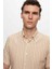 Slim Fit Bej Gofre Çizgili Kısa Kollu Yazlık Gömlek 8HC02ORT04265 2