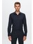 Slim Fit Lacivert Armürlü Gömlek 7HF02ORT02100 1