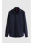Slim Fit Lacivert Armürlü Gömlek 7HF02ORT02100 5
