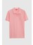 Ds Damat Regular Fit Pembe Pike Dokulu %100 Pamuk Kıvrılmaz Polo Yaka Nakışlı T-Shirt 4HC14ORT51000 5