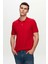 Regular Fit Kırmızı Pike Dokulu %100 Pamuk Kıvrılmaz Polo Yaka Nakışlı T-shirt 4HC14ORT51000 1