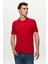 Regular Fit Kırmızı Pike Dokulu %100 Pamuk Kıvrılmaz Polo Yaka Nakışlı T-shirt 4HC14ORT51000 2