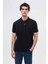 Regular Fit Lacivert Pike Dokulu %100 Pamuk Kıvrılmaz Polo Yaka Nakışlı T-shirt 4HC14ORT51000 1