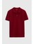 Regular Fit Bordo Pike Dokulu %100 Pamuk Kıvrılmaz Polo Yaka Nakışlı T-shirt 4HC14ORT51000 5