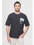 Oversize Antrasit Baskılı %100 Pamuk T-shirt 2EC14ORT05210 1