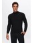 Slim Fit Siyah Fitilli Pamuk Karışımlı Yarım Balıkçı Dar Kesim Vücudu Saran Triko Kazak 5HF06ORT64100 1