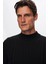Slim Fit Siyah Fitilli Pamuk Karışımlı Yarım Balıkçı Dar Kesim Vücudu Saran Triko Kazak 5HF06ORT64100 2