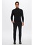 Slim Fit Siyah Fitilli Pamuk Karışımlı Yarım Balıkçı Dar Kesim Vücudu Saran Triko Kazak 5HF06ORT64100 4