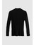 Slim Fit Siyah Fitilli Pamuk Karışımlı Yarım Balıkçı Dar Kesim Vücudu Saran Triko Kazak 5HF06ORT64100 5