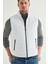 Regular Fit Beyaz Dik Yaka Elyaf Dolgulu Mevsimlik Fermuarlı Yelek Mont 7HF07ORT42611 2