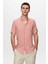 Slim Fit Kırmızı Gofre Çizgili Kısa Kollu Yazlık Gömlek 8HC02ORT04265 1