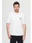 Oversize Beyaz Baskılı %100 Pamuk T-shirt 2EC14ORT05212 1