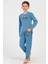 Erkek Çocuk 2 İplik Uzun Kol Mavi Pijama Takım C6T3N1O304 1