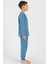 Erkek Çocuk 2 İplik Uzun Kol Mavi Pijama Takım C6T3N1O304 3