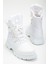 Kadın Beyaz Kalın Termo Taban Bağcıklı Kar Botu 3