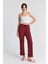 Kadın Bordo Çizgili Süet Pijama Pantolon 2
