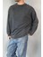 Oversize Antrasit Bisiklet Yaka Yıkamalı Sweatshirt 5