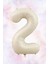 Retro Krem 2 Yaş Balonu Krem Rakam Folyo Balon 80CM 1