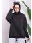 Siyah Nakış İşlemeli Üç İplik Sweat 3