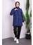 Lacivert Kapüşonlu Fermuarlı Kısa Trenç 2