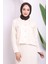 Krem Crop Ceket Elbise İkili Kombin Triko Takım 3