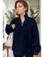 Kadın Lacivert Balıkçı Yaka 3 Iplik Içi Polarlı Şardonlu Oversize Sweatshirt 1