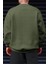 Erkek Haki Yeşili Dreamer Baskılı 0 Sıfır Yaka Oversize Salaş Bol Kesim Polar Sweatshirt 2