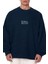Erkek Lacivert Mythical Baskılı Kalın Soft 3 Iplik Içi Şardonlu 0 Sıfır Yaka Oversize Salaş Sweatshirt 3