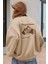 Kadın Camel Arid Mountain Baskılı 0 Sıfır Yaka Oversize Salaş Bol Kesim Polar Sweatshirt 1