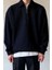 Erkek Lacivert Yarım Fermuar Polo Yaka 3 Iplik Içi Polarlı Şardonlu Oversize Sweatshirt 2