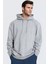 Erkek Gri Düz Kapüşonlu Oversize 3 Iplik Şardonlu Salaş Bol Kesim Hoodie Sweatshirt 1