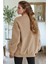 Kadın Camel But First Coffee Baskılı 0 Sıfır Yaka Oversize Salaş Bol Kesim Polar Sweatshirt 3