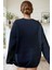 Kadın Lacivert Argentina Baskılı 0 Sıfır Yaka Oversize Salaş Bol Kesim Polar Sweatshirt 2