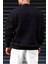 Erkek Siyah Free Life Baskılı Kalın Soft 3 Iplik Içi Şardonlu 0 Sıfır Yaka Oversize Salaş Sweatshirt 2