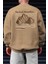 Erkek Camel Arid Mountain Baskılı 0 Sıfır Yaka Oversize Salaş Bol Kesim Polar Sweatshirt 1