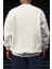 Erkek Ekru Kırık Beyaz City Of Angels Baskılı 0 Sıfır Yaka Oversize Salaş Bol Kesim Polar Sweatshirt 2