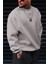 Erkek Koyu Gri Free Life Baskılı Kalın Soft 3 Iplik Içi Şardonlu 0 Sıfır Yaka Oversize Salaş Sweatshirt 3