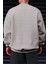 Erkek Koyu Gri Free Life Baskılı Kalın Soft 3 Iplik Içi Şardonlu 0 Sıfır Yaka Oversize Salaş Sweatshirt 4