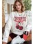 Kadın Ekru Kırık Beyaz Cherries Baskılı 0 Sıfır Yaka Oversize Salaş Bol Kesim Polar Sweatshirt 1