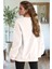 Kadın Ekru Kırık Beyaz Cherries Baskılı 0 Sıfır Yaka Oversize Salaş Bol Kesim Polar Sweatshirt 2