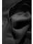 Erkek Siyah Never Baskılı Kapüşonlu 3 Üç Iplik Polar Kanguru Cepli Oversize Sweatshirt Hoodie 3