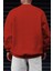Erkek Kırmızı Dreamer Baskılı 0 Sıfır Yaka Oversize Salaş Bol Kesim Polar Sweatshirt 2