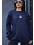 Kadın Lacivert Free Life Baskılı 0 Sıfır Yaka Oversize Salaş Bol Kesim Polar Sweatshirt 3