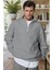 Erkek Gri Balıkçı Yaka 3 Iplik Içi Polarlı Şardonlu Oversize Sweatshirt 1